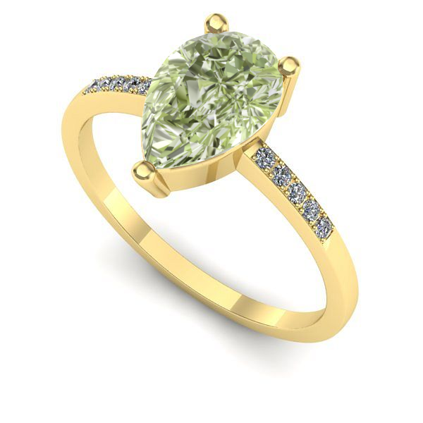 Inel din aur galben cu diamant de laborator verde