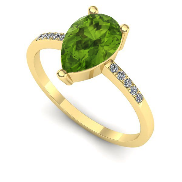 Inel logodna din aur galben cu peridot