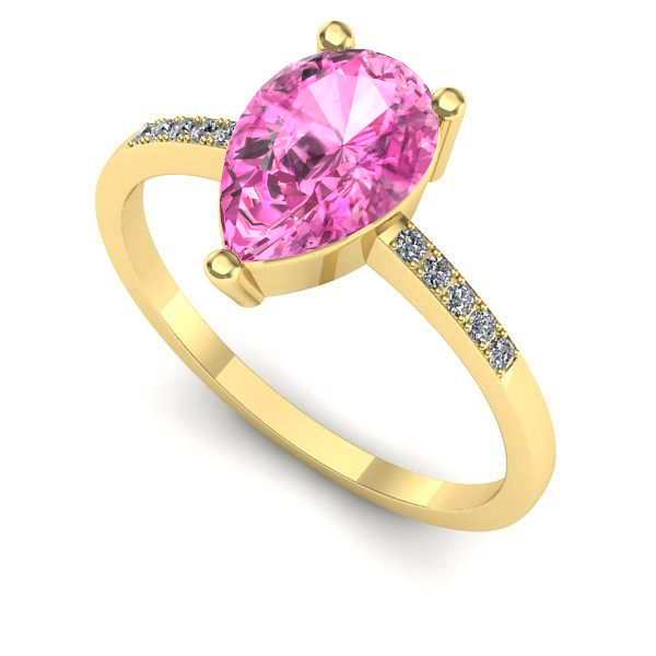 Inel logodna din aur galben cu safir roz