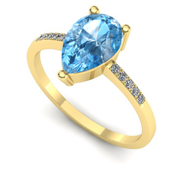 Inel logodna din aur galben cu topaz blue