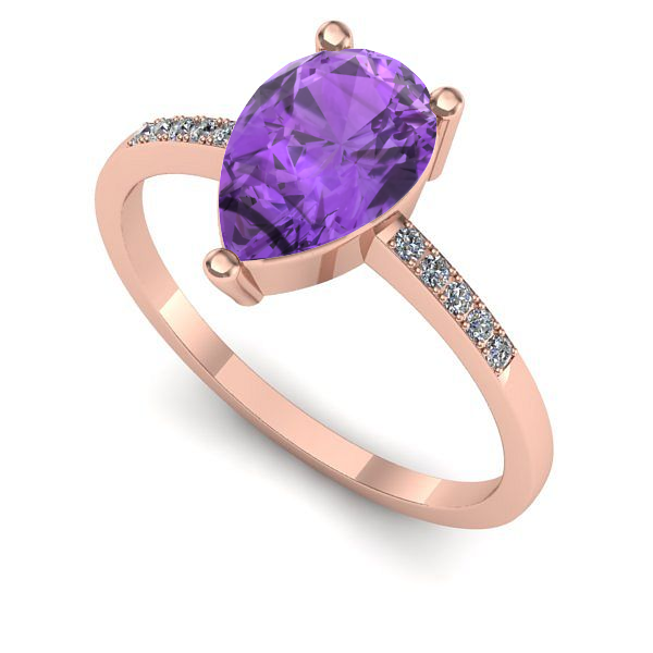 Inel de logodna din aur roz cu ametist