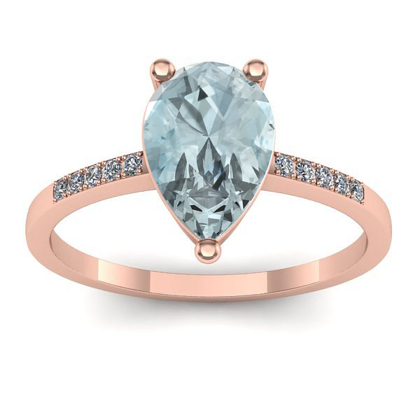 Inel de logodna cu aquamarin lacrima