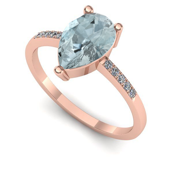 Inel de logodna din aur roz cu aquamarin