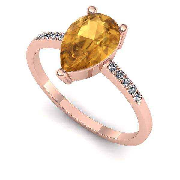 Inel logodna din aur roz cu citrin