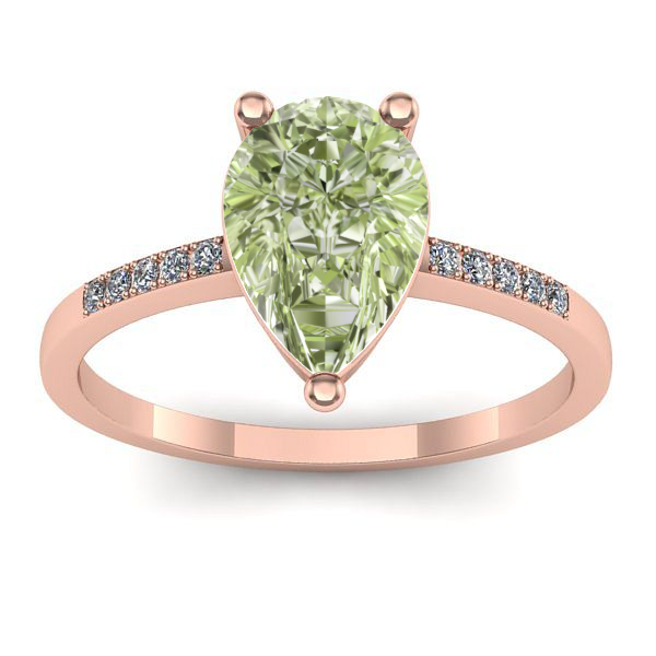Inel cu diamant de laborator verde lacrima