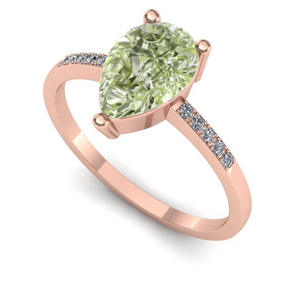 Inel din aur roz cu diamant de laborator verde