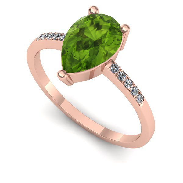 Inel logodna din aur roz cu peridot