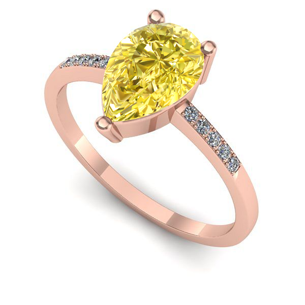 Inel logodna din aur roz cu safir galben