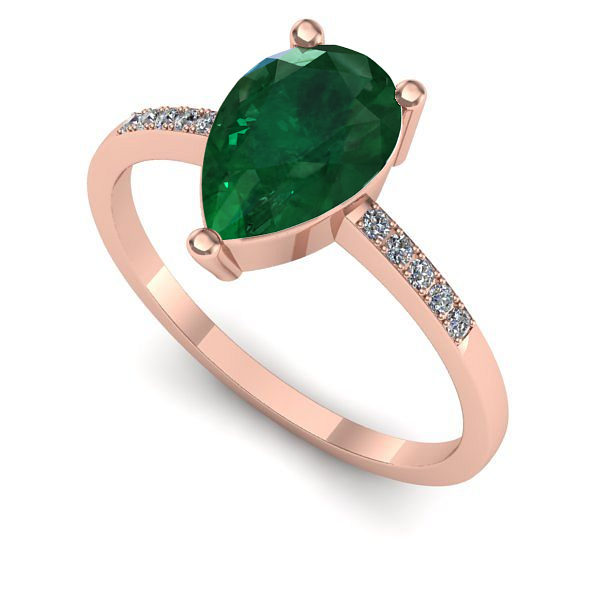 Inel din aur roz cu smarald