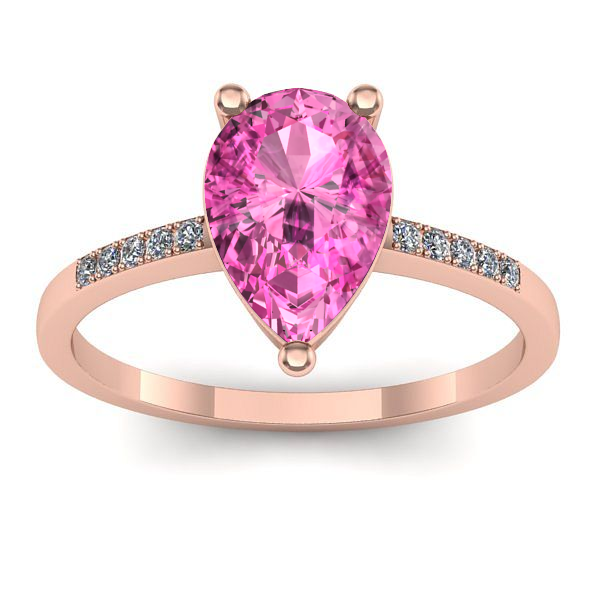 Inel de logodna cu safir roz lacrima