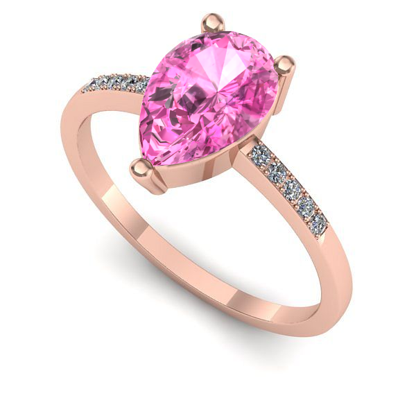 Inel de logodna din aur roz cu safir roz