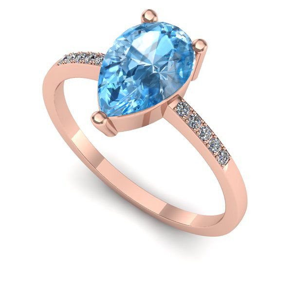 Inel din aur roz cu topaz blue