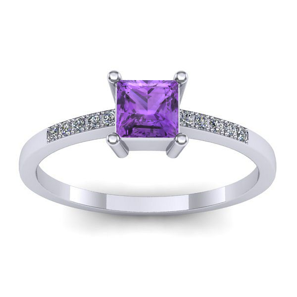 Inel de logodna cu ametist patrat