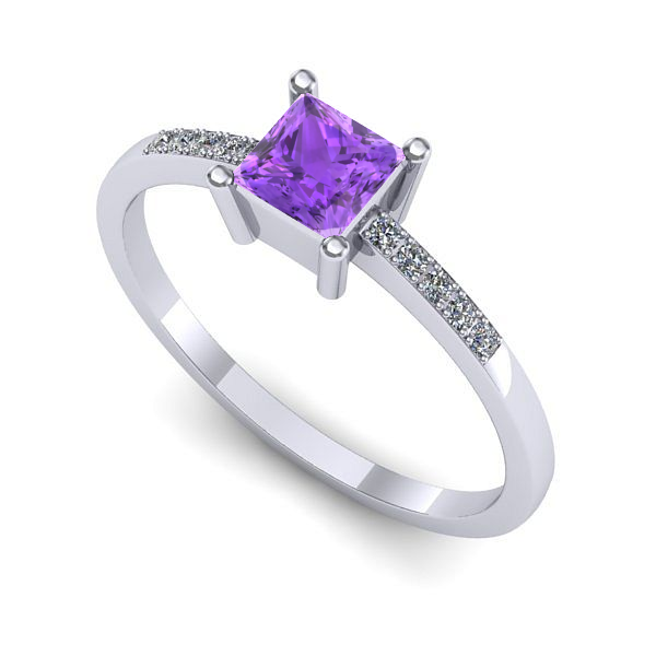 Inel din aur alb cu ametist