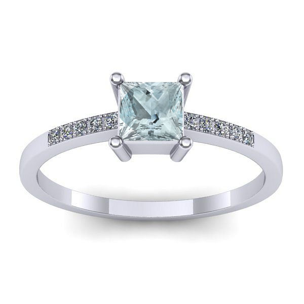 Inel cu aquamarin patrat
