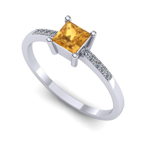 Inel din aur alb cu citrin