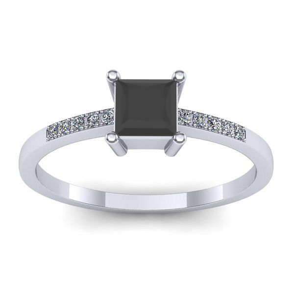 Inel logodna cu diamant negru patrat