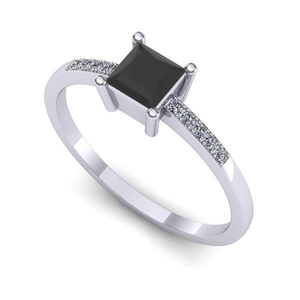 Inel din aur alb cu diamant negru