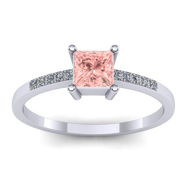 Inel cu diamant de laborator roz patrat