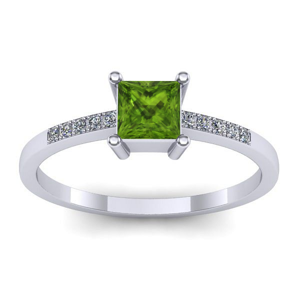 Inel logodna cu peridot patrat