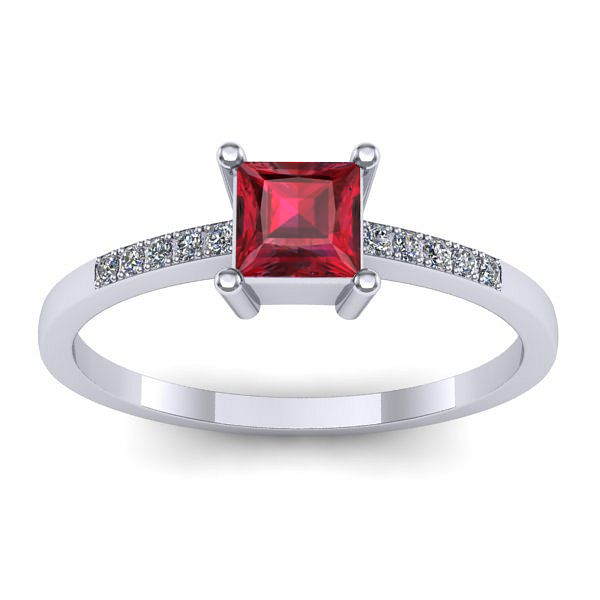 Inel de logodna cu rubin patrat