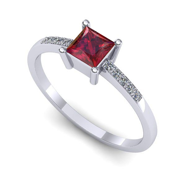 Inel logodna din aur alb cu rubin