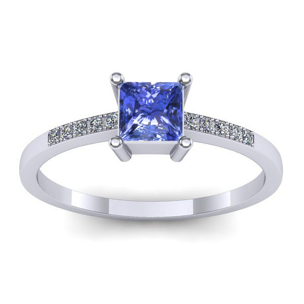 Inel logodna cu tanzanit patrat