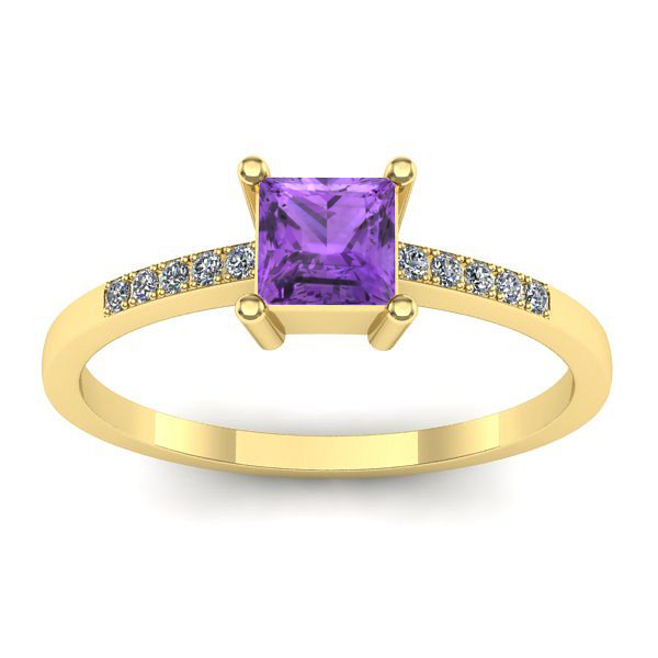 Inel cu ametist patrat