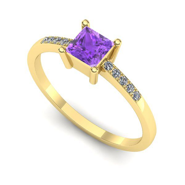 Inel de logodna din aur galben cu ametist