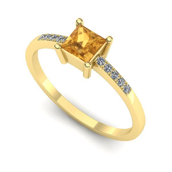 Inel din aur galben cu citrin