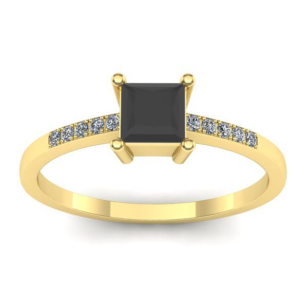 Inel logodna cu diamant negru patrat