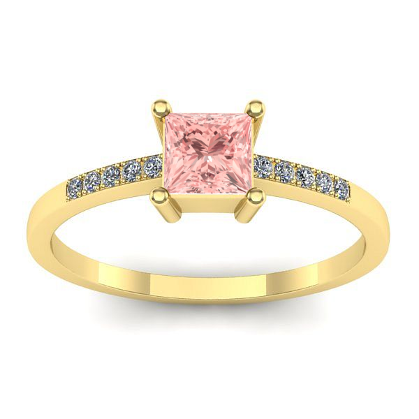 Inel logodna cu diamant de laborator roz patrat