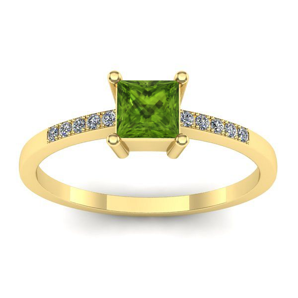 Inel logodna cu peridot patrat