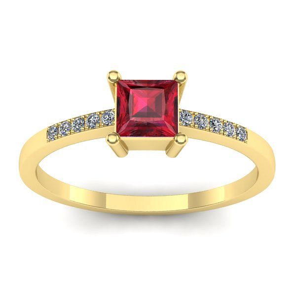 Inel logodna cu rubin patrat