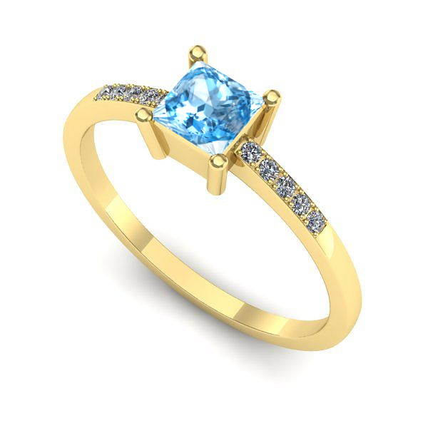 Inel din aur galben cu topaz blue