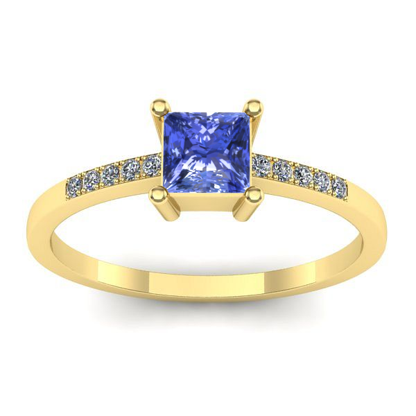 Inel de logodna cu tanzanit patrat