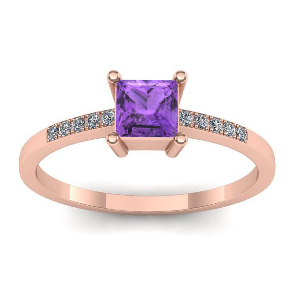 Inel logodna cu ametist patrat