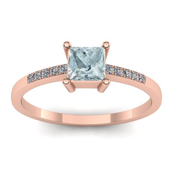 Inel de logodna cu aquamarin patrat