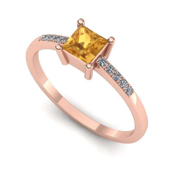 Inel logodna din aur roz cu citrin
