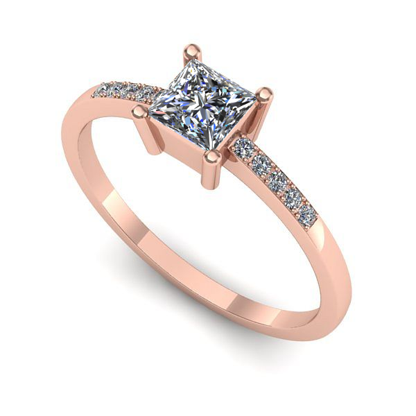 Inel de logodna din aur roz cu diamant