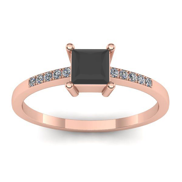 Inel de logodna cu diamant negru patrat