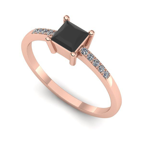 Inel de logodna din aur roz cu diamant negru