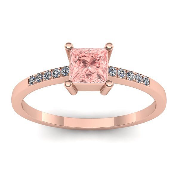 Inel de logodna cu diamant de laborator roz patrat