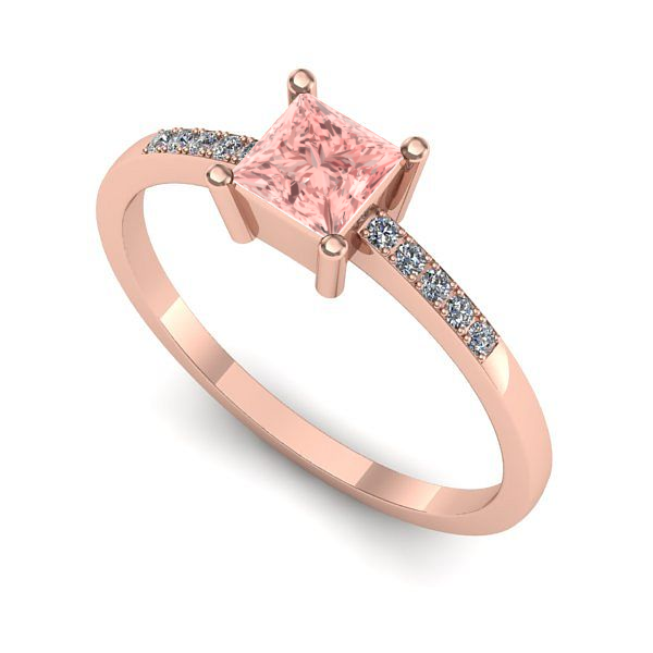 Inel din aur roz cu diamant de laborator roz