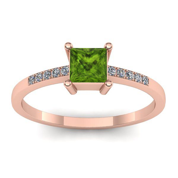 Inel de logodna cu peridot patrat