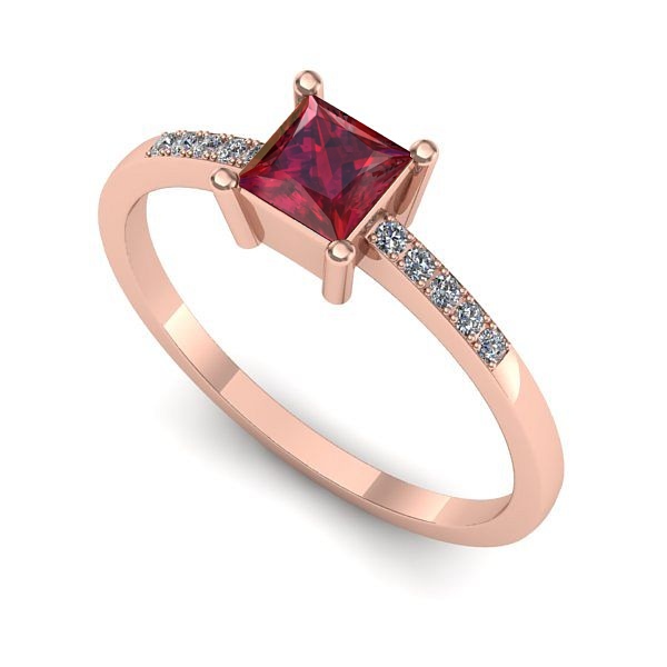 Inel de logodna din aur roz cu rubin