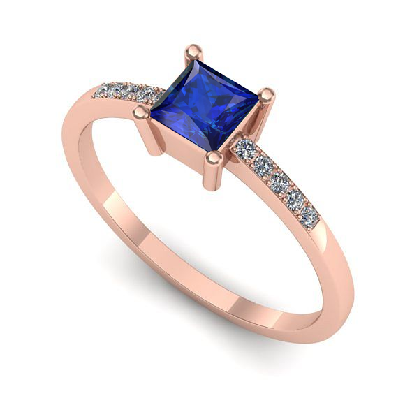 Inel din aur roz cu safir