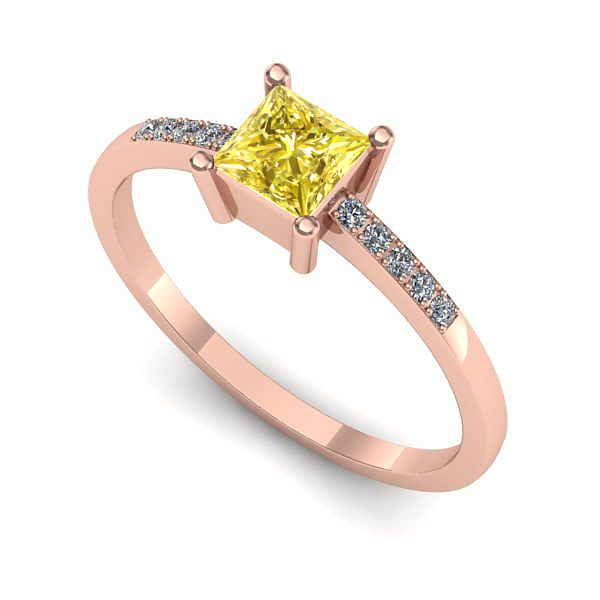 Inel logodna din aur roz cu safir galben