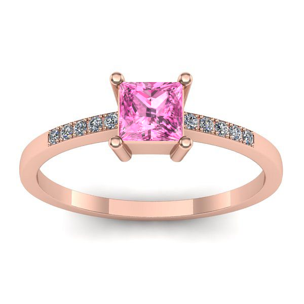 Inel cu safir roz patrat