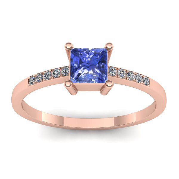 Inel cu tanzanit patrat